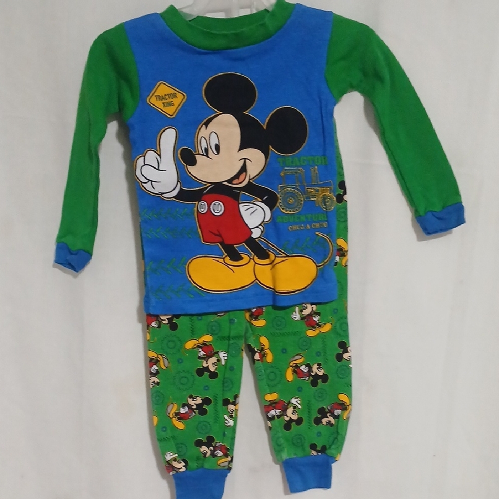 Disney Mickey Mouse Green and Blue Infants Pajama Set